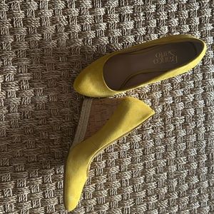 Franco Sarto yellow suede top and beige Platform heels shoes size 6